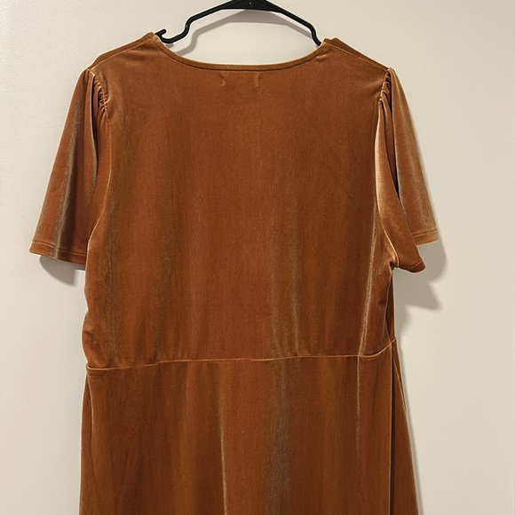 Madewell Velvet V-Neck Flutter-Sleeve Dress Golden Pecan Size XXL - Picture 6 of 7